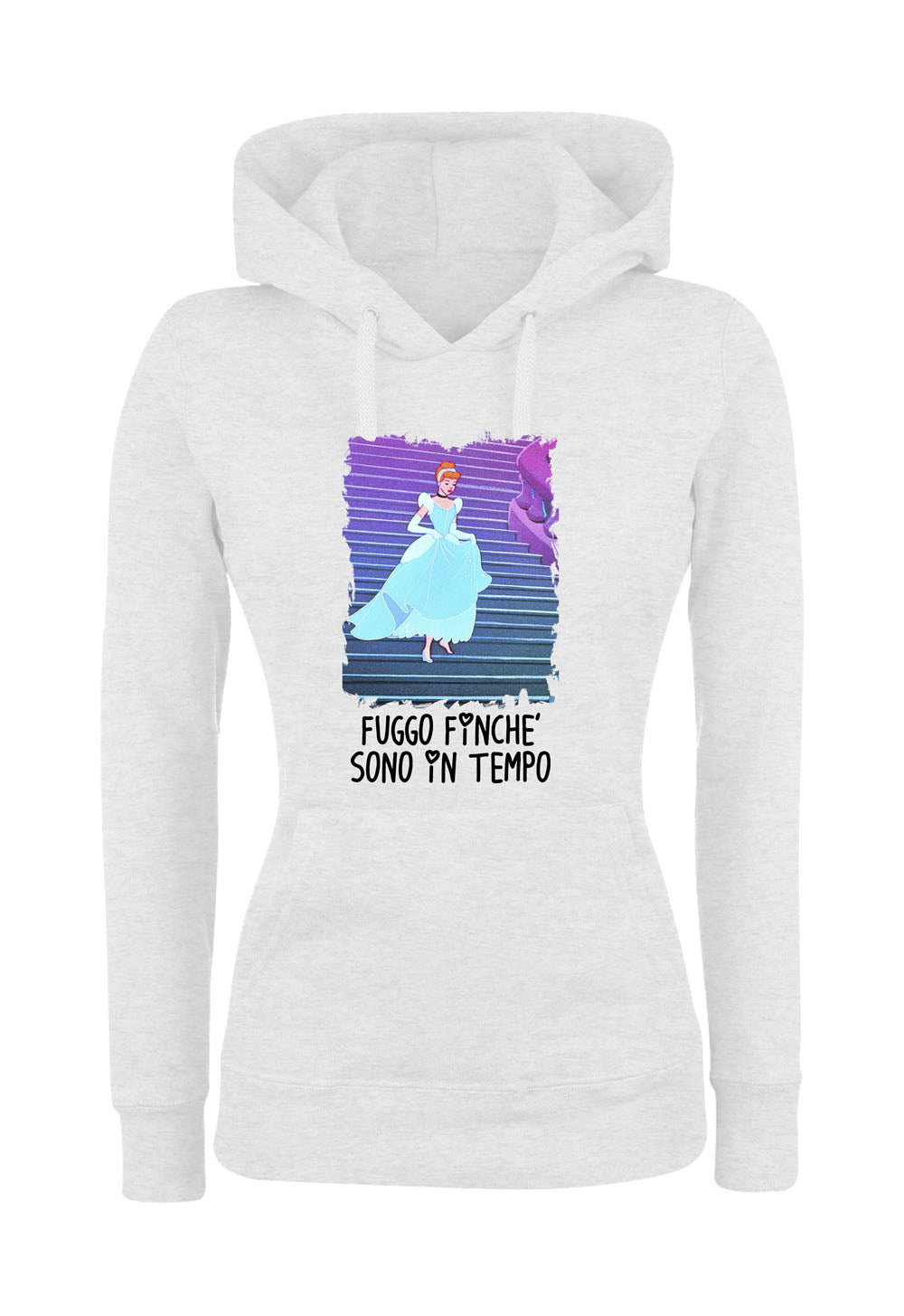 Felpa con cappuccio DONNA & BAMBIN - CENERENTOLA FUGGO FINCHÈ SONO IN TEMPO - Super vestibilità Top qualità