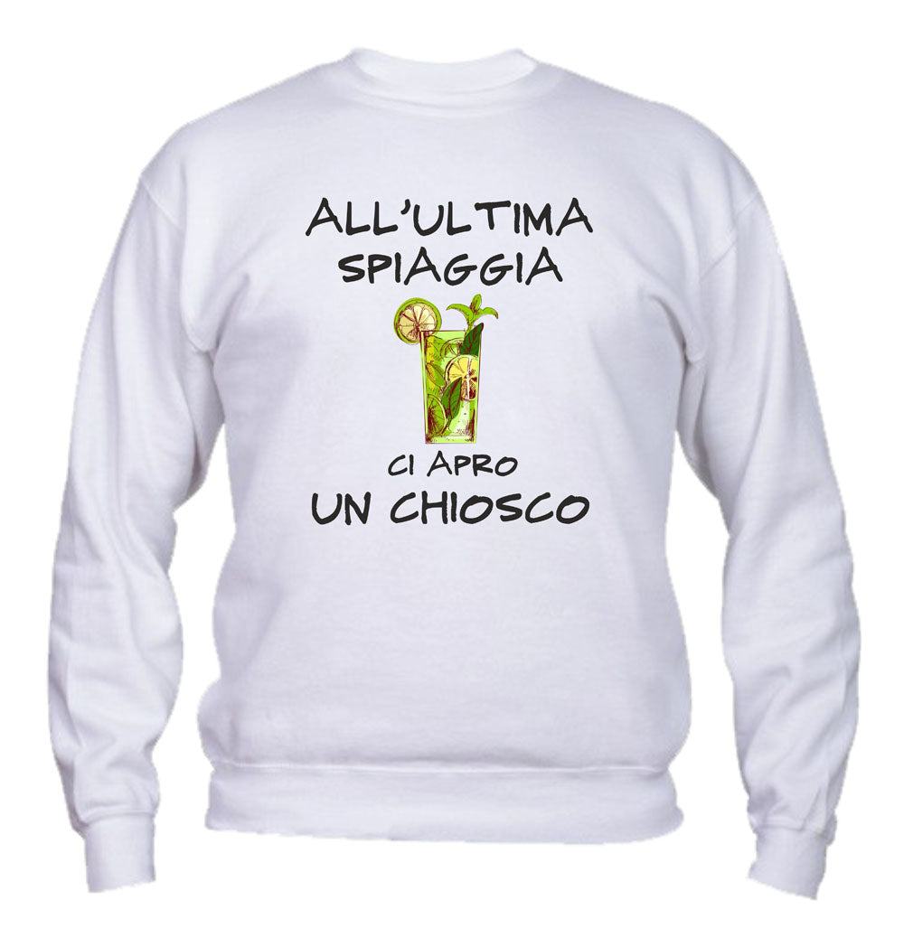 Felpa Girocollo UOMO, DONNA & BAMBIN - ALL'ULTIMA SPIAGGIA - Super vestibilità Top qualità - Social Crazy