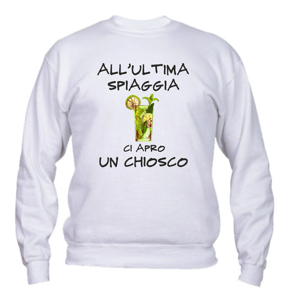 Felpa Girocollo UOMO, DONNA & BAMBIN - ALL'ULTIMA SPIAGGIA - Super vestibilità Top qualità - Social Crazy