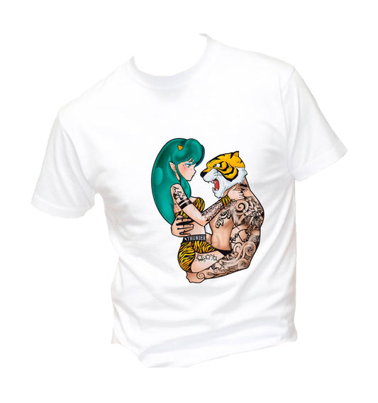 T-Shirt Uomo Donna & Bambino - LAMÙ E L'UOMO TIGRE - Maglietta Maglia Tshirt Super vestibilità Top qualità