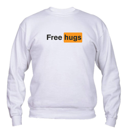 Felpa Girocollo UOMO, DONNA & BAMBIN - FREE HUGS - Super vestibilità Top qualità
