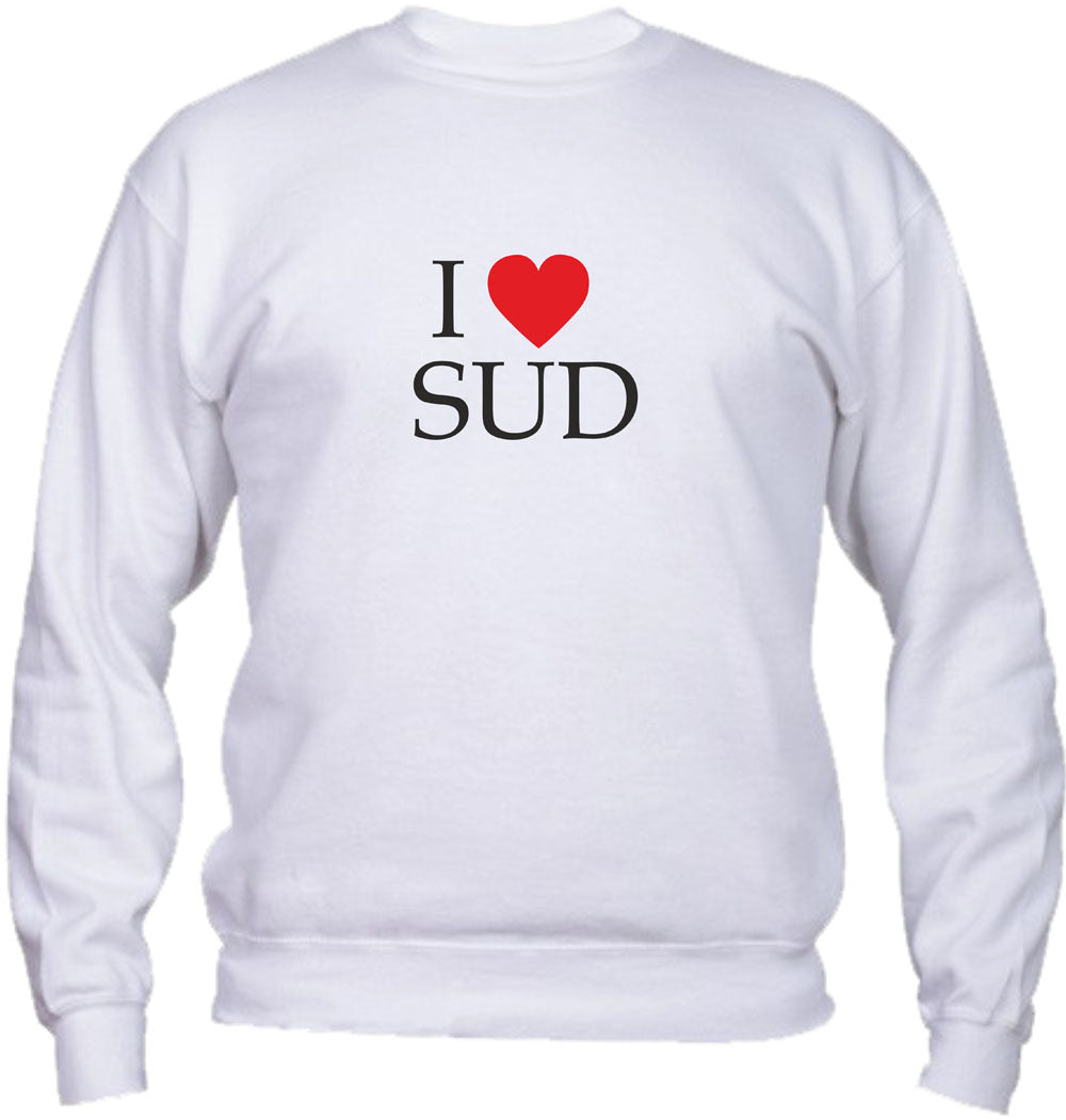 Felpa Girocollo UOMO, DONNA & BAMBIN - I LOVE SUD - Super vestibilità Top qualità