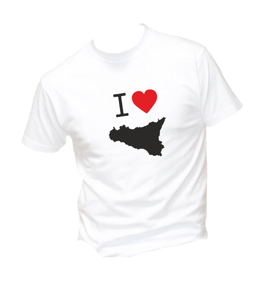 T-Shirt Uomo, Donna & Bambino - I LOVE SICILIA - Maglietta Maglia Tshirt Super vestibilità Top qualità
