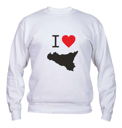 Felpa Girocollo UOMO, DONNA & BAMBIN - I LOVE SICILIA - Super vestibilità Top qualità