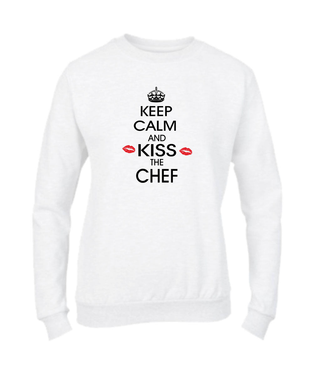 Felpa Girocollo UOMO, DONNA & BAMBIN - KEEP CALM AND KISS THE CHEF - Super vestibilità Top qualità