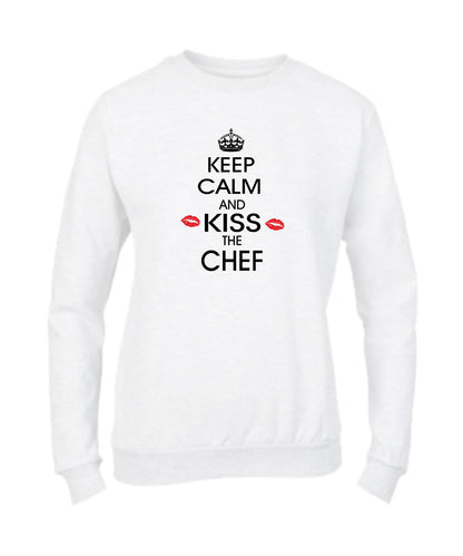 Felpa Girocollo UOMO, DONNA & BAMBIN - KEEP CALM AND KISS THE CHEF - Super vestibilità Top qualità
