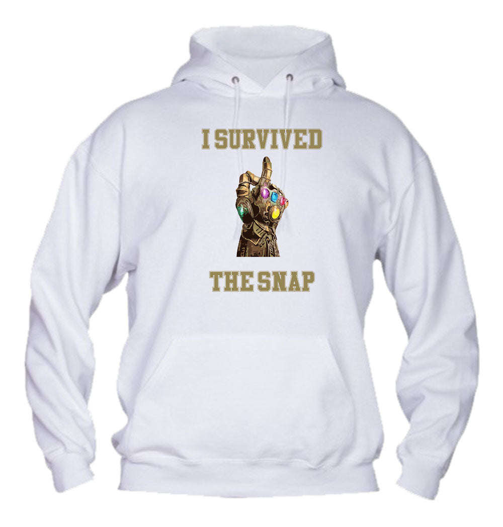 Felpa con cappuccio UOMO, DONNA & BAMBIN - I SURVIVED THE SNAP - Super vestibilità Top qualità
