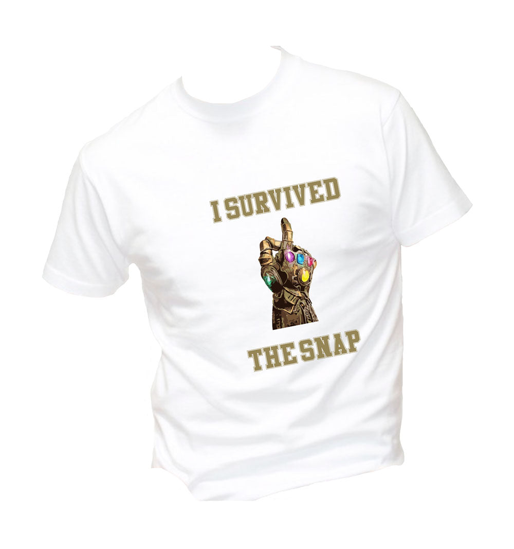 T-Shirt Uomo, Donna & Bambino - I SURVIVED THE SNAP - Maglietta Maglia Tshirt Super vestibilità Top qualità