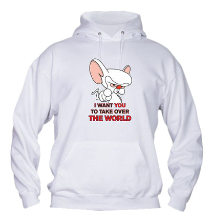 Felpa con cappuccio UOMO, DONNA & BAMBIN - I WANT YOU TO TAKE OVER THE WORLD - Super vestibilità Top qualità