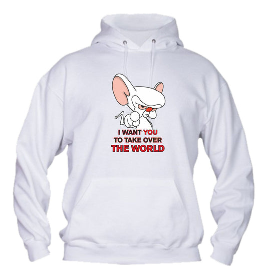 Felpa con cappuccio UOMO, DONNA & BAMBIN - I WANT YOU TO TAKE OVER THE WORLD - Super vestibilità Top qualità
