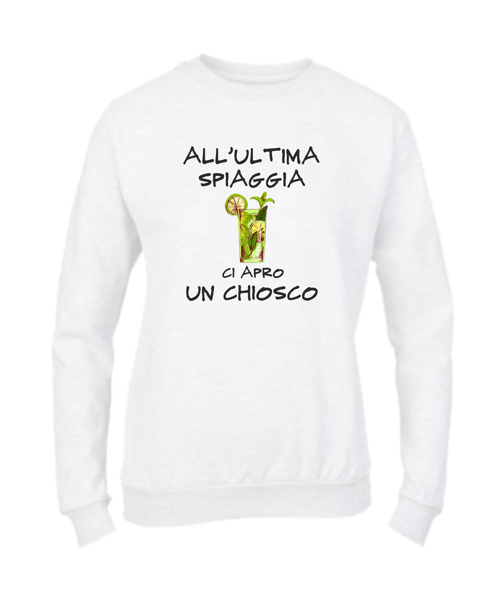 Felpa Girocollo UOMO, DONNA & BAMBIN - ALL'ULTIMA SPIAGGIA - Super vestibilità Top qualità - Social Crazy