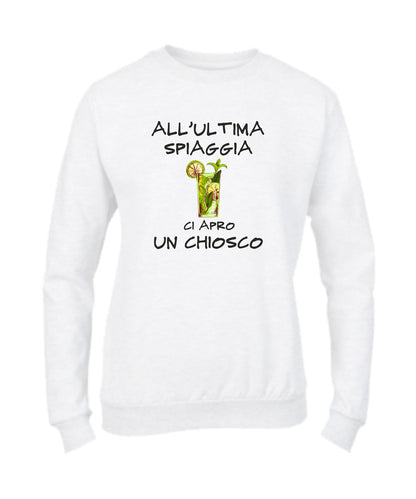 Felpa Girocollo UOMO, DONNA & BAMBIN - ALL'ULTIMA SPIAGGIA - Super vestibilità Top qualità - Social Crazy
