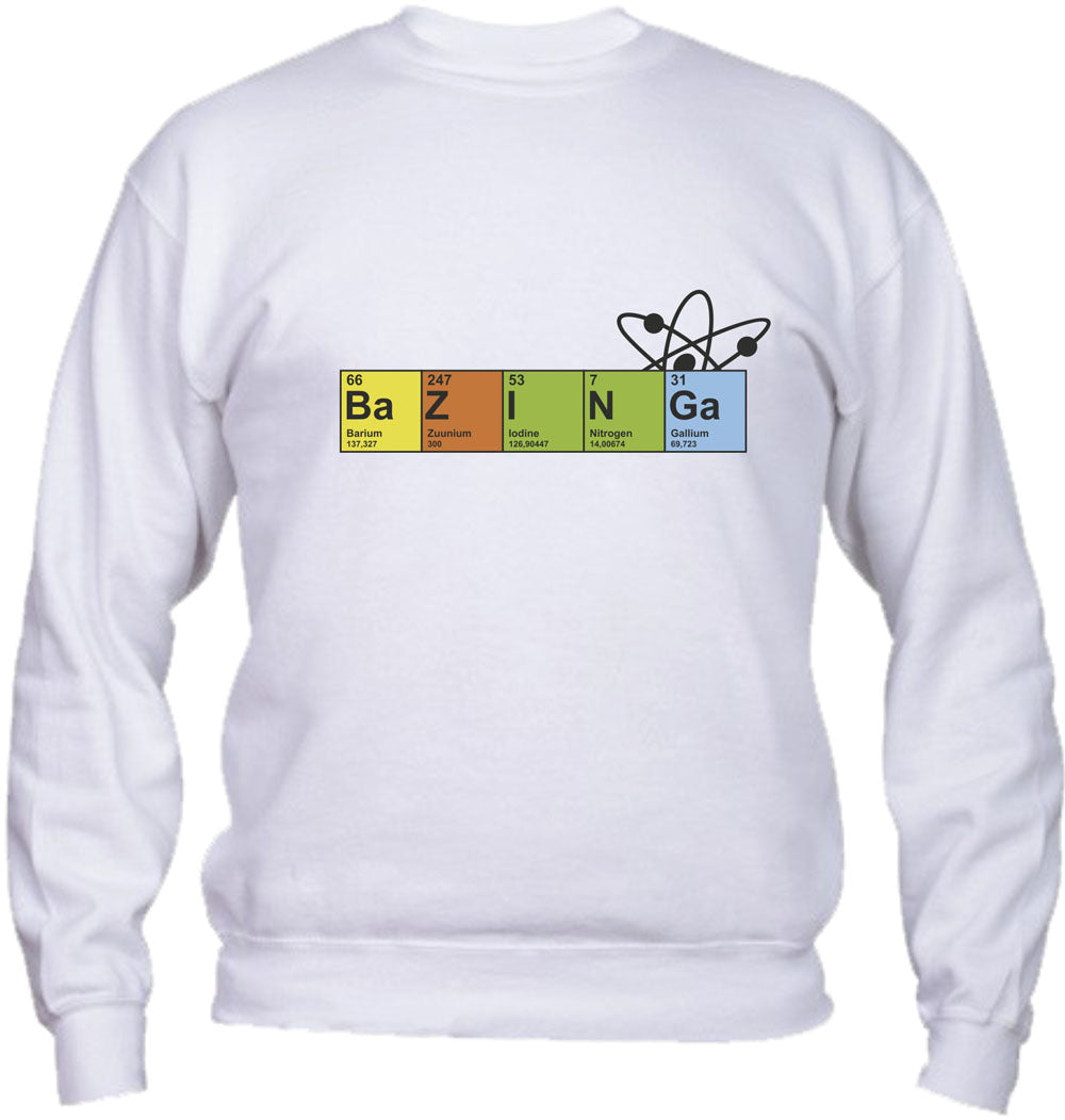 Felpa Girocollo UOMO, DONNA & BAMBIN - BAZINGA CHIMICA - Super vestibilità Top qualità - Social Crazy