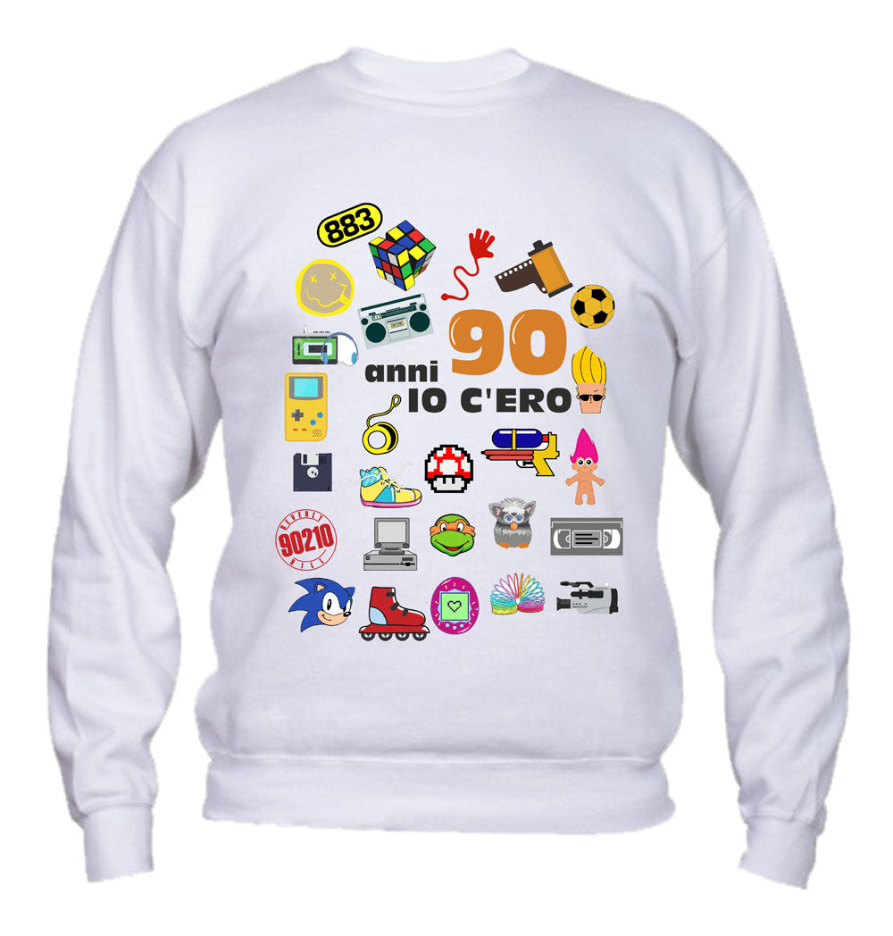 Felpa Girocollo UOMO, DONNA & BAMBIN - ANNI 90 - Super vestibilità Top qualità - Social Crazy