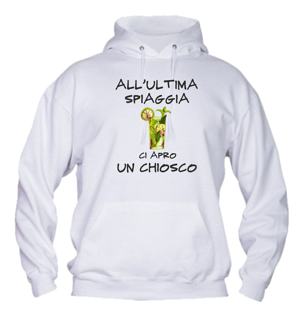 Felpa con cappuccio UOMO, DONNA & BAMBIN - ALL'ULTIMA SPIAGGIA - Super vestibilità Top qualità - Social Crazy