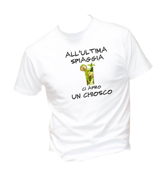T-Shirt Uomo, Donna & Bambino - ALL'ULTIMA SPIAGGIA - Maglietta Maglia Tshirt Super vestibilità Top qualità