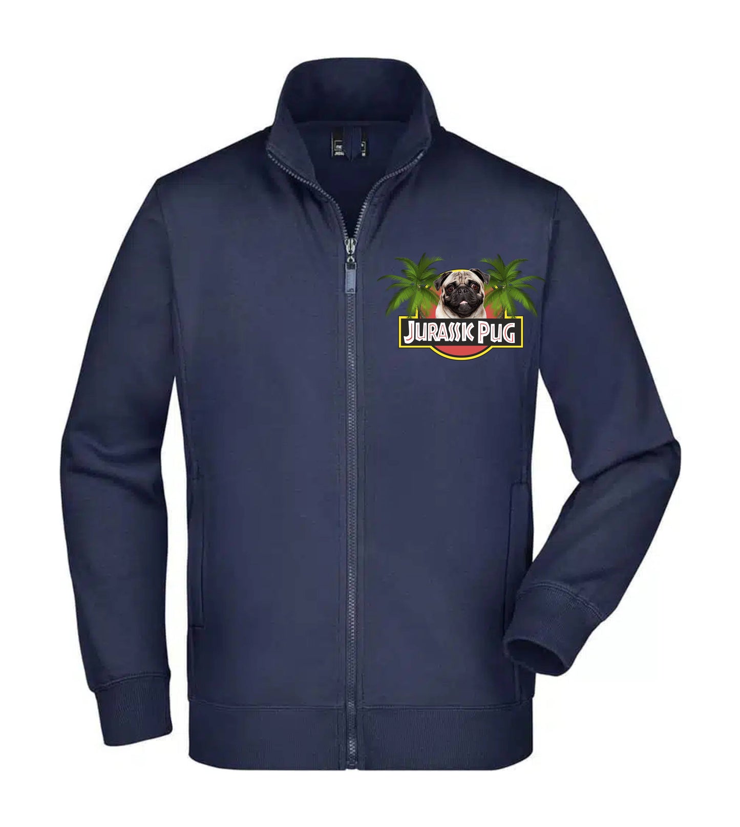 Felpa Unisex Full Zip - JURASSIC PUG - Super vestibilità Top qualità