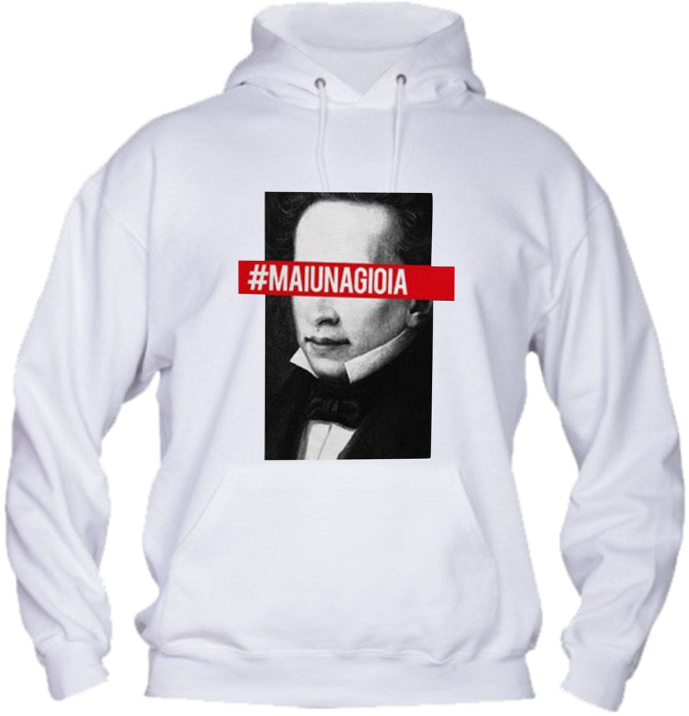 Felpa con cappuccio UOMO, DONNA & BAMBIN - LEOPARDI MAI UNA GIOIA - Super vestibilità Top qualità - Social Crazy