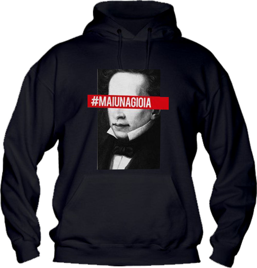 Felpa con cappuccio UOMO, DONNA & BAMBIN - LEOPARDI MAI UNA GIOIA - Super vestibilità Top qualità - Social Crazy