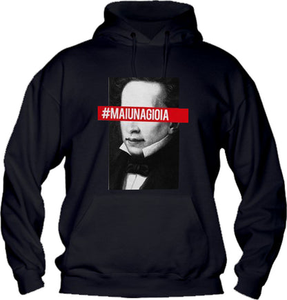 Felpa con cappuccio UOMO, DONNA & BAMBIN - LEOPARDI MAI UNA GIOIA - Super vestibilità Top qualità - Social Crazy