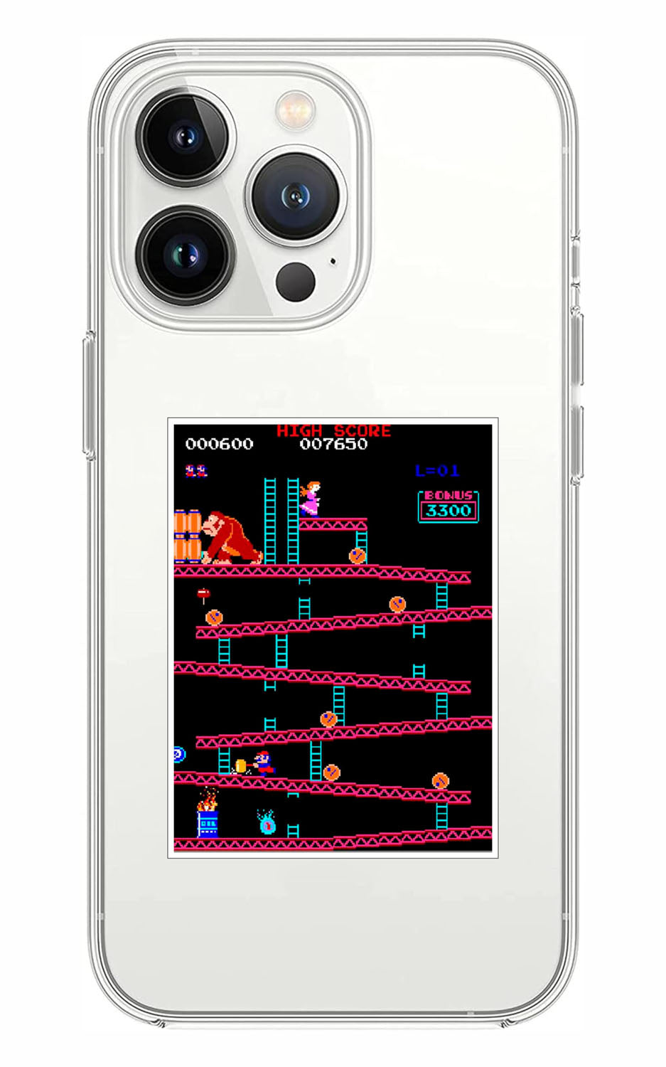 Cover Compatibile Con Tutti i Modelli iPhone - DONKEY KONG - Trasparente UltraSottili AntiGraffio Antiurto Case Custodia Marca