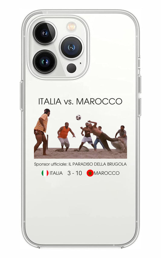 Cover Compatibile Con Tutti i Modelli iPhone - ITALIA VS MAROCCO - Trasparente UltraSottili AntiGraffio Antiurto Case Custodia Marca
