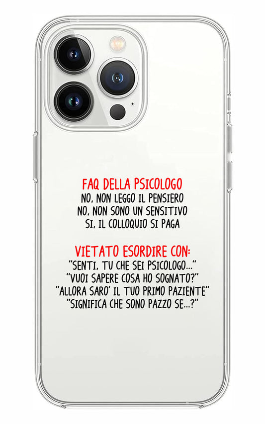 Cover Compatibile Con Tutti i Modelli iPhone - FAQ DELLO PSICOLOGO - Trasparente UltraSottili AntiGraffio Antiurto Case Custodia Marca