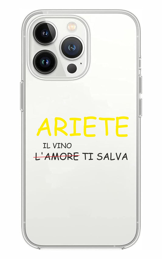 Cover Compatibile Con Tutti i Modelli iPhone - ARIETE IL VINO TI SALVA - Trasparente UltraSottili AntiGraffio Antiurto Case Custodia Marca