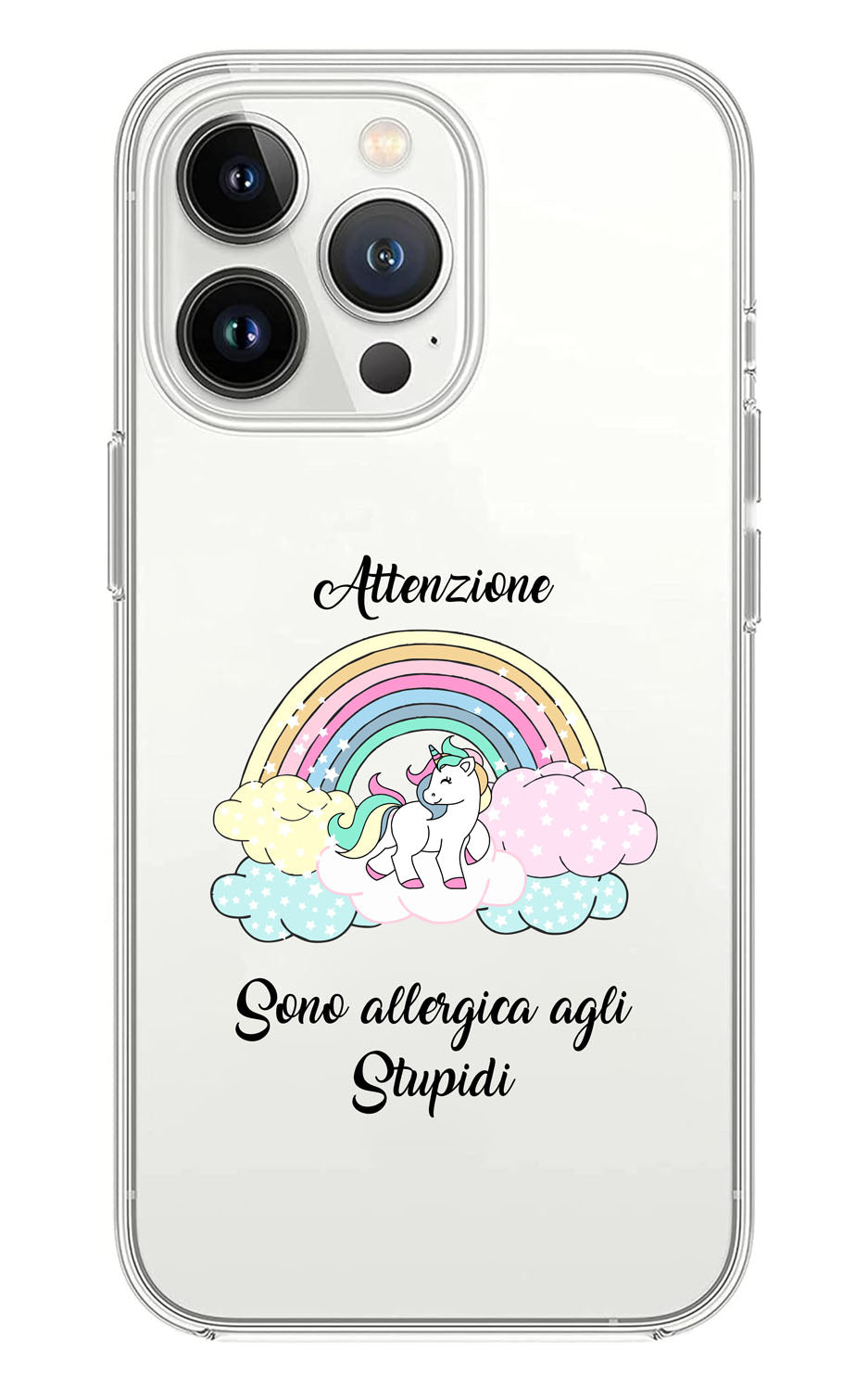 Cover Compatibile Con Tutti i Modelli iPhone - ATTENZIONE SONO ALLERGICA AGLI STUPIDI - Trasparente UltraSottili AntiGraffio Antiurto Case Custodia Marca - Social Crazy