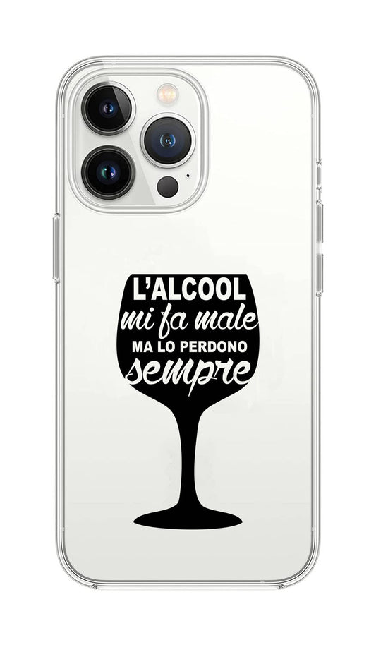Cover Compatibile Con Tutti i Modelli iPhone - L'ALCOOL MI FA MALE - Trasparente UltraSottili AntiGraffio Antiurto Case Custodia Marca