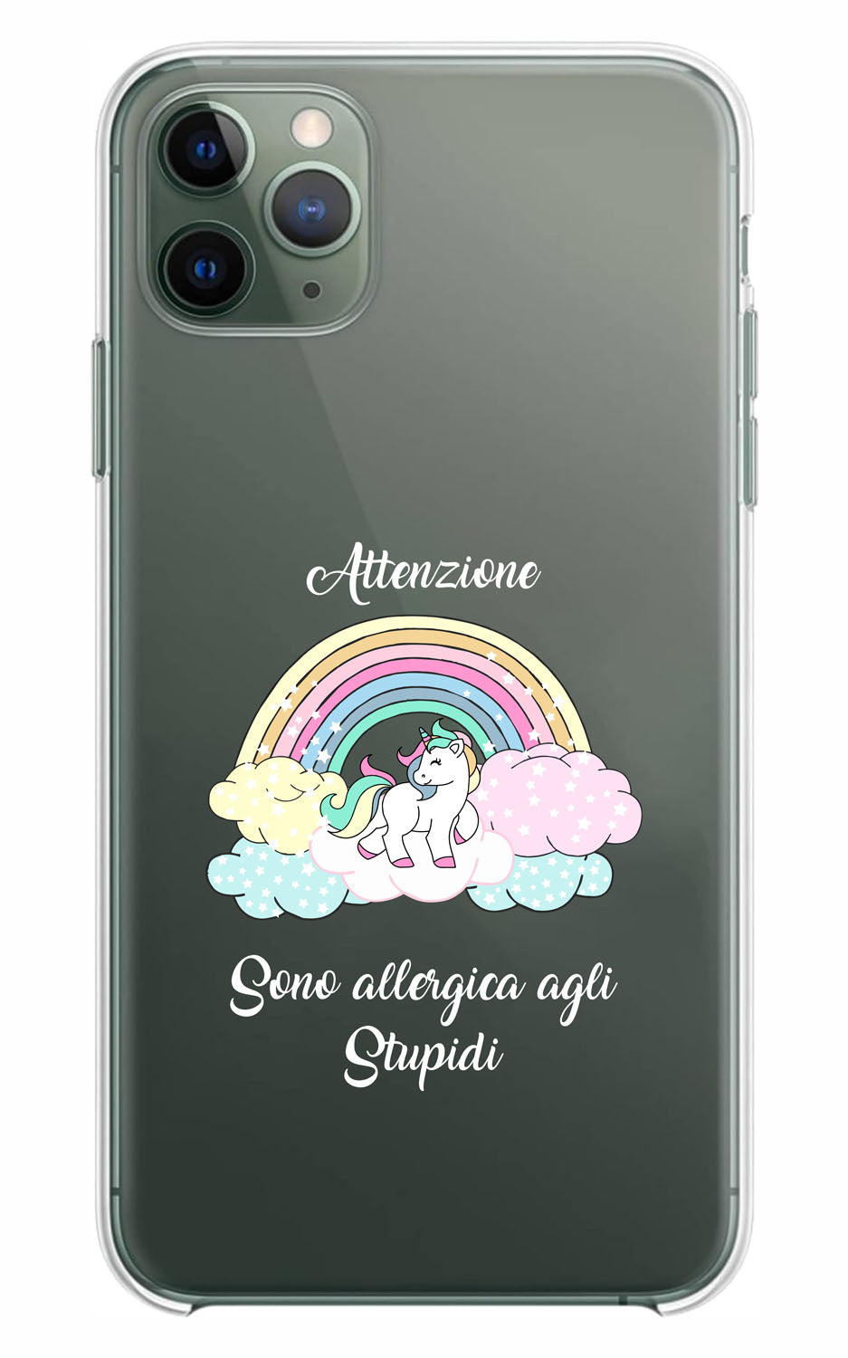 Cover Compatibile Con Tutti i Modelli iPhone - ATTENZIONE SONO ALLERGICA AGLI STUPIDI - Trasparente UltraSottili AntiGraffio Antiurto Case Custodia Marca - Social Crazy