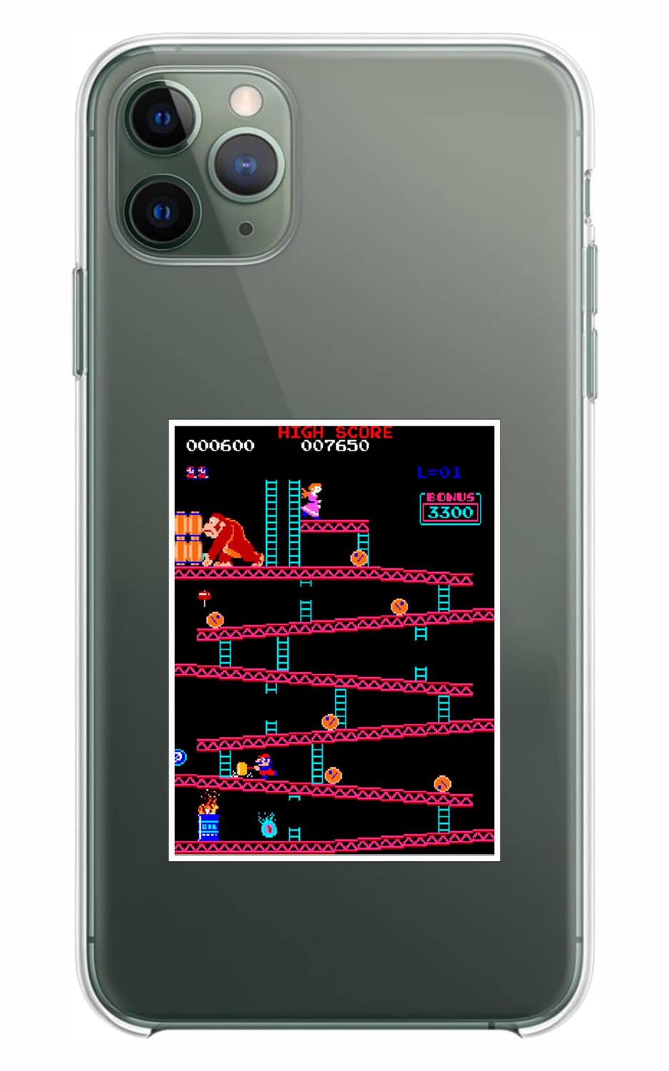 Cover Compatibile Con Tutti i Modelli iPhone - DONKEY KONG - Trasparente UltraSottili AntiGraffio Antiurto Case Custodia Marca