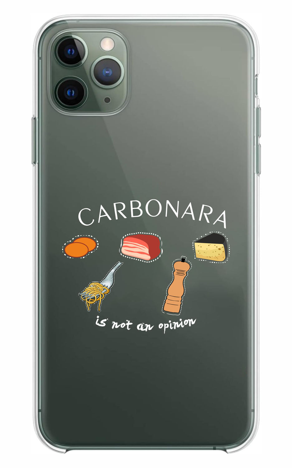 Cover Compatibile Con Tutti i Modelli iPhone - CARBONARA IS NOT AN OPINION - Trasparente UltraSottili AntiGraffio Antiurto Case Custodia Marca
