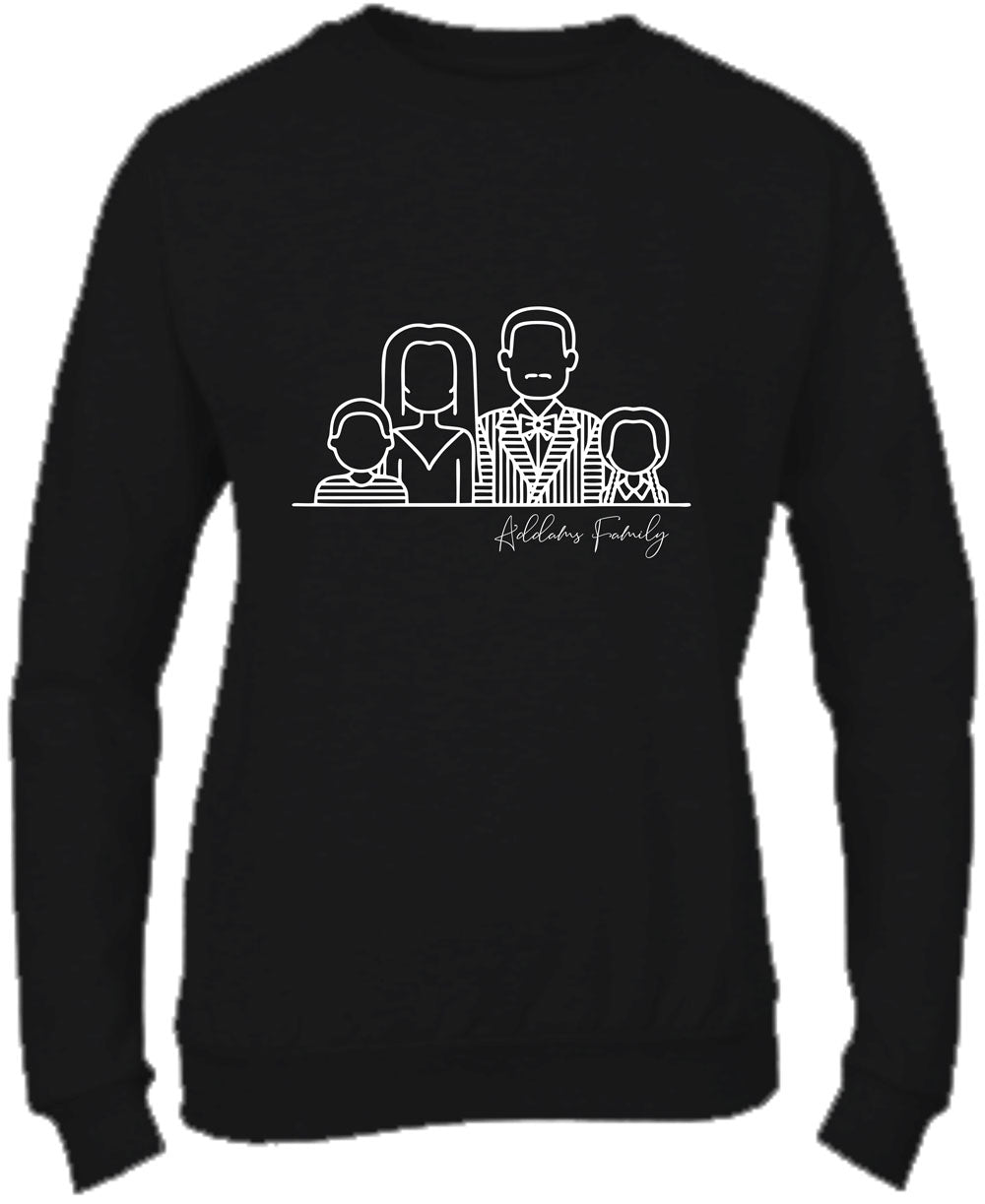 Felpa Girocollo UOMO, DONNA & BAMBIN - LA FAMIGLIA ADDAMS - Super vestibilità Top qualità