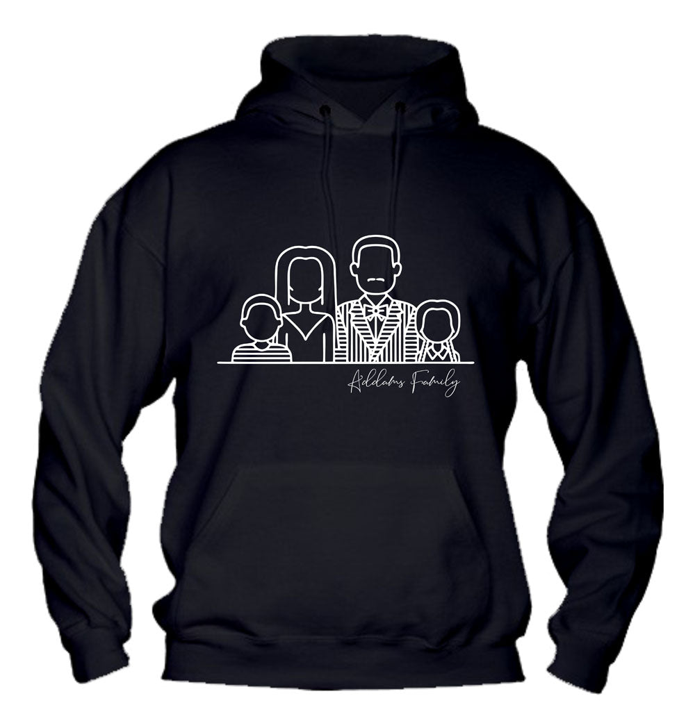 Felpa con cappuccio UOMO, DONNA & BAMBIN - LA FAMIGLIA ADDAMS - Super vestibilità Top qualità