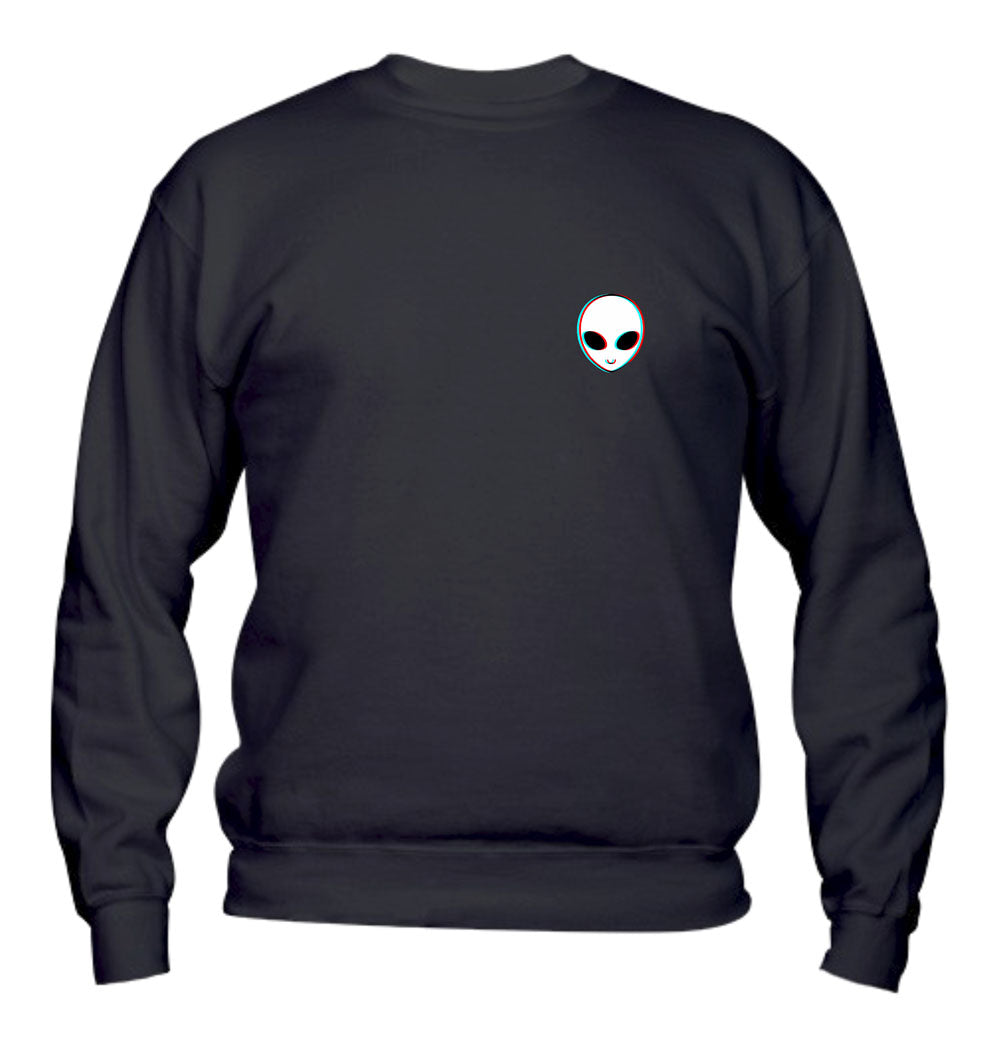 Felpa Girocollo UOMO, DONNA & BAMBIN - ALIEN GLITCH - Super vestibilità Top qualità - Social Crazy