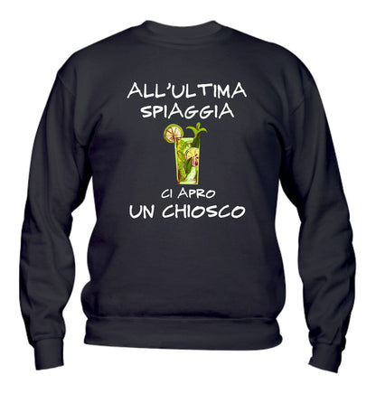 Felpa Girocollo UOMO, DONNA & BAMBIN - ALL'ULTIMA SPIAGGIA - Super vestibilità Top qualità - Social Crazy