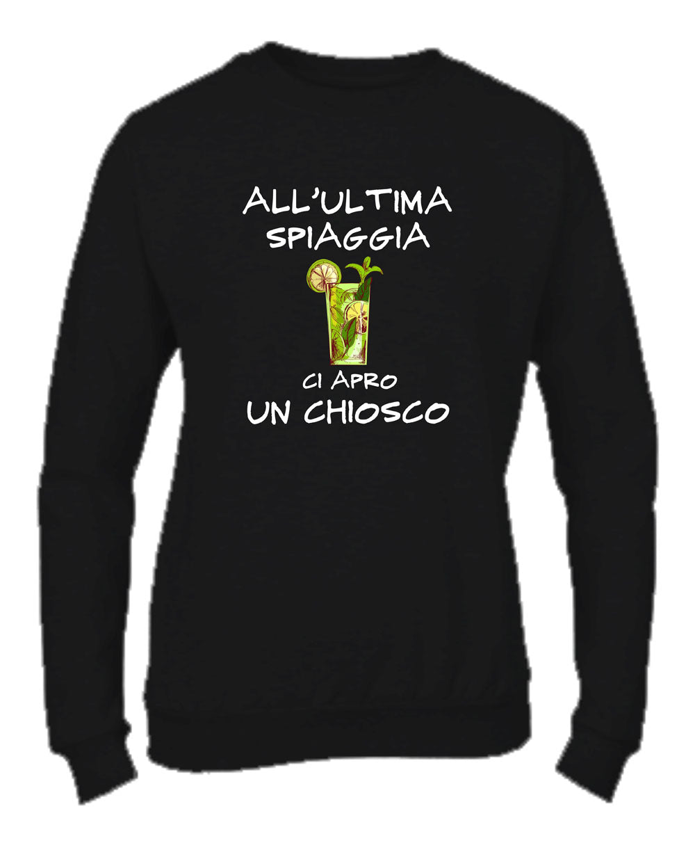 Felpa Girocollo UOMO, DONNA & BAMBIN - ALL'ULTIMA SPIAGGIA - Super vestibilità Top qualità - Social Crazy