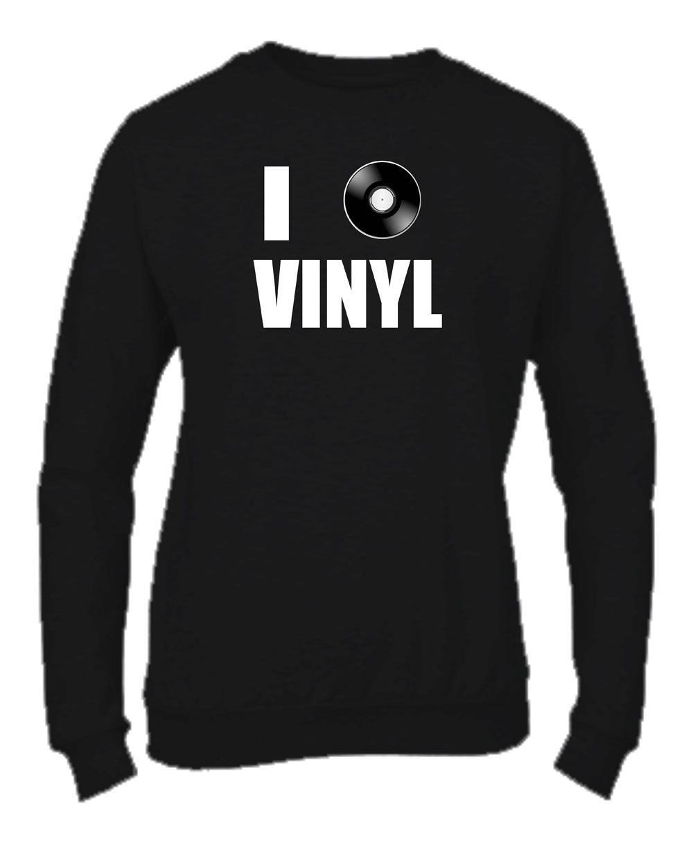 Felpa Girocollo UOMO, DONNA & BAMBIN - I LOVE VINYLS - Super vestibilità Top qualità - Social Crazy