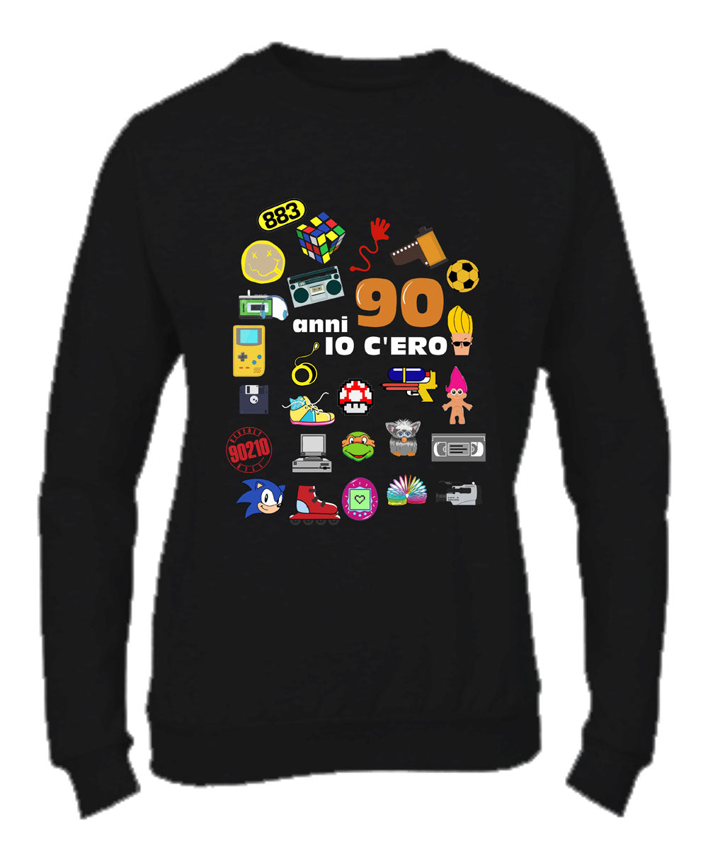 Felpa Girocollo UOMO, DONNA & BAMBIN - ANNI 90 - Super vestibilità Top qualità - Social Crazy