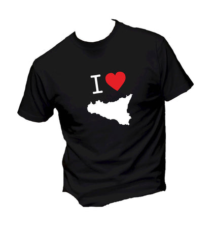 T-Shirt Uomo, Donna & Bambino - I LOVE SICILIA - Maglietta Maglia Tshirt Super vestibilità Top qualità