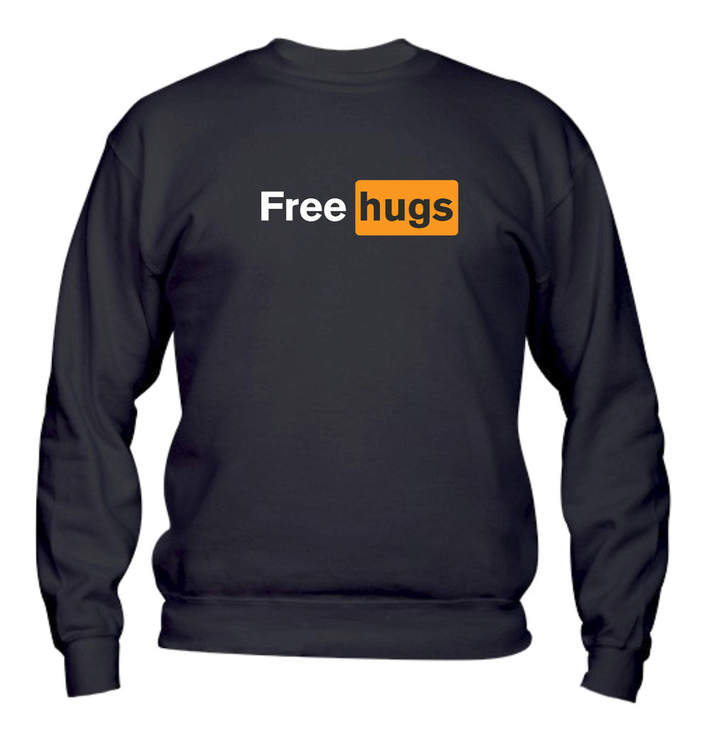 Felpa Girocollo UOMO, DONNA & BAMBIN - FREE HUGS - Super vestibilità Top qualità