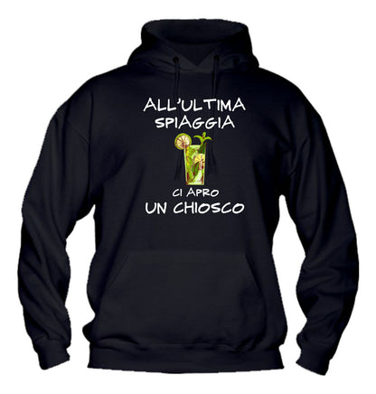 Felpa con cappuccio UOMO, DONNA & BAMBIN - ALL'ULTIMA SPIAGGIA - Super vestibilità Top qualità - Social Crazy