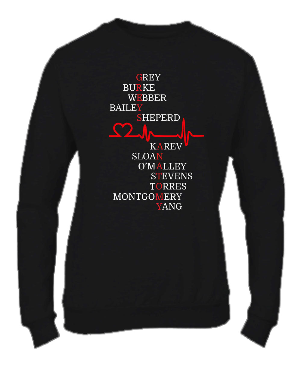 Felpa Girocollo UOMO, DONNA & BAMBIN - GREY'S ANATOMY - Super vestibilità Top qualità