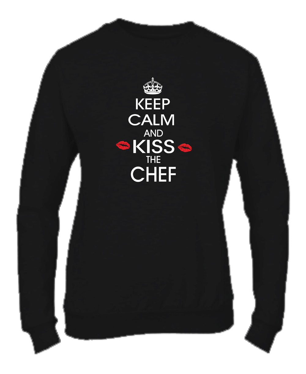 Felpa Girocollo UOMO, DONNA & BAMBIN - KEEP CALM AND KISS THE CHEF - Super vestibilità Top qualità