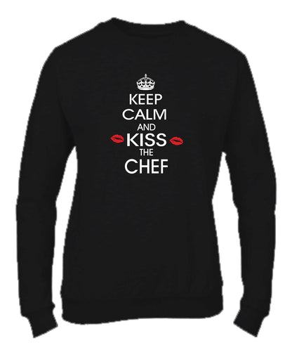 Felpa Girocollo UOMO, DONNA & BAMBIN - KEEP CALM AND KISS THE CHEF - Super vestibilità Top qualità