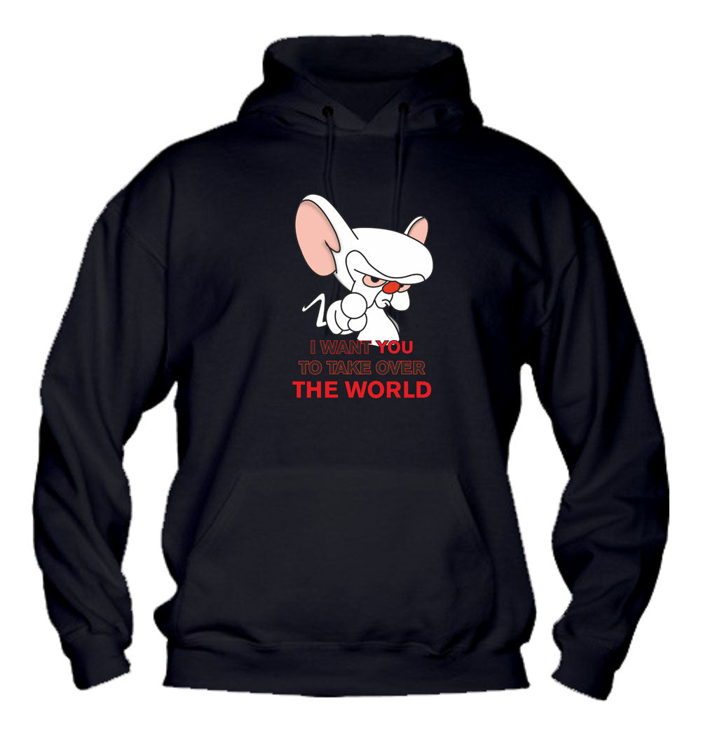 Felpa con cappuccio UOMO, DONNA & BAMBIN - I WANT YOU TO TAKE OVER THE WORLD - Super vestibilità Top qualità