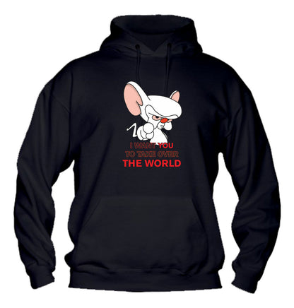 Felpa con cappuccio UOMO, DONNA & BAMBIN - I WANT YOU TO TAKE OVER THE WORLD - Super vestibilità Top qualità