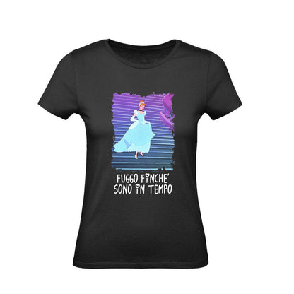 T-Shirt Donna & Bambino - CENERENTOLA FUGGO FINCHÈ SONO IN TEMPO - Maglietta Maglia Tshirt Super vestibilità Top qualità