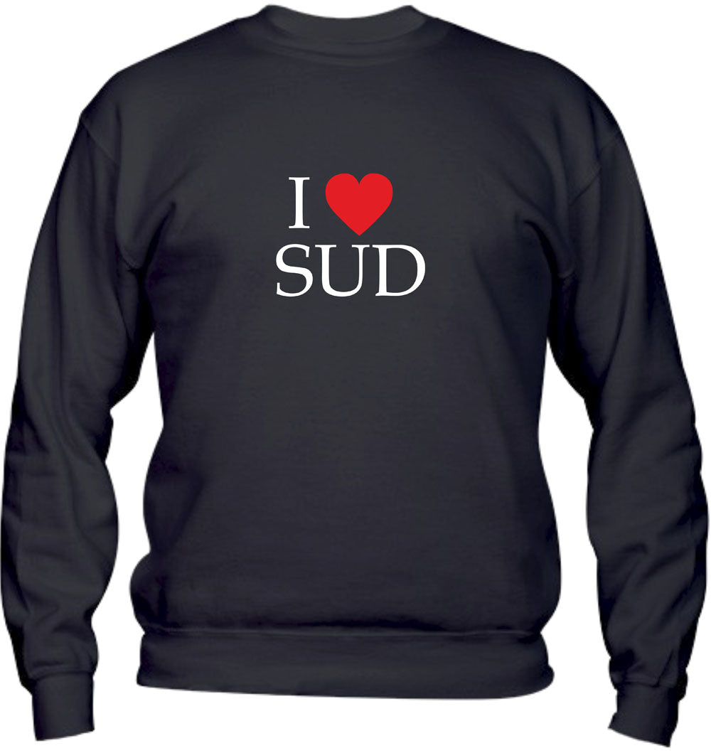 Felpa Girocollo UOMO, DONNA & BAMBIN - I LOVE SUD - Super vestibilità Top qualità